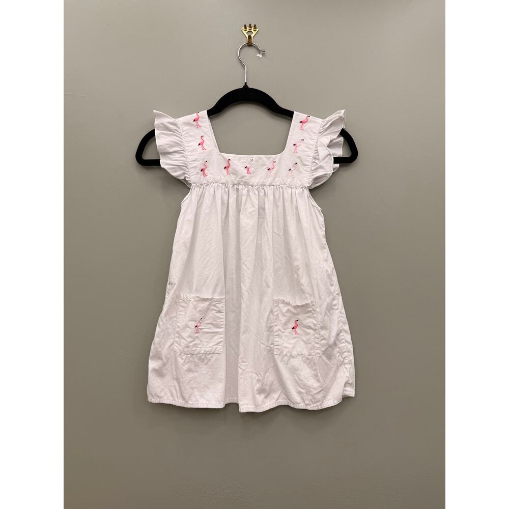 Carole Amper Girls Flamingo Dress White Cotton Embroidered Handmade Mexico - Picture 2 of 4